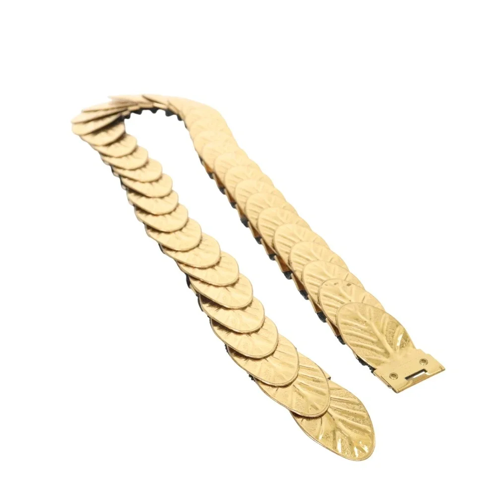 Vintage Gold Belt Leaf Cinch Stretch Boho Party Elastic Women One Size